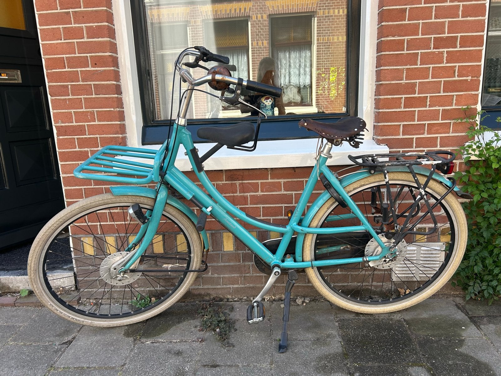 Azor Ameland fiets met kinderzitje en voordrager, Gebruikt, Velgrem, Versnellingen, Ophalen