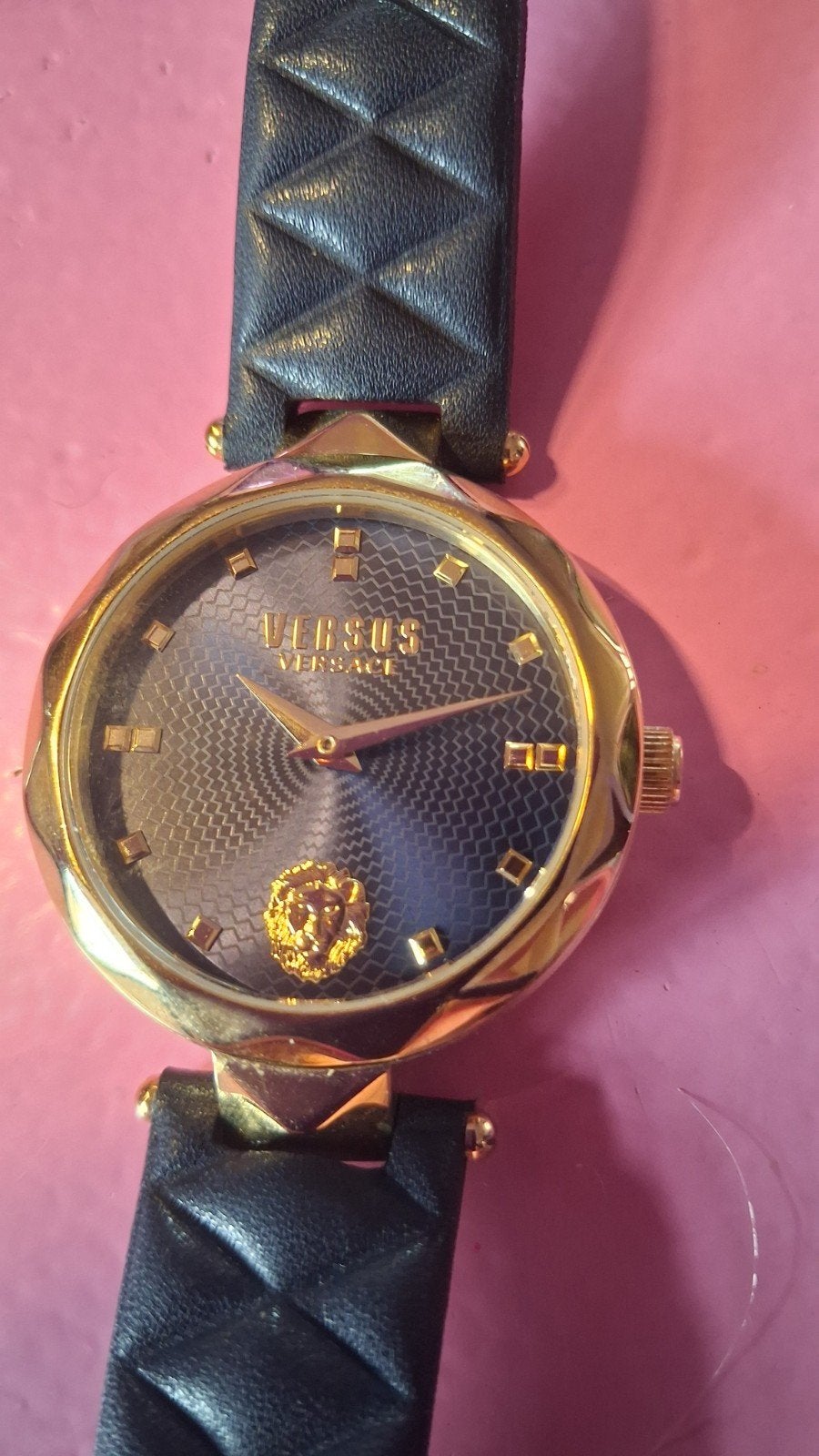 Versus Versace Dames Polshorloge - Zwart Leer, Goudkleurig, Ophalen of Verzenden