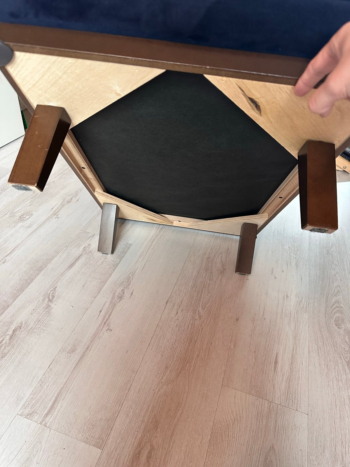 Nous Living Hocker - Donkerblauw Velours, Ophalen, Zo goed als nieuw, Rechthoekig, 50 tot 75 cm