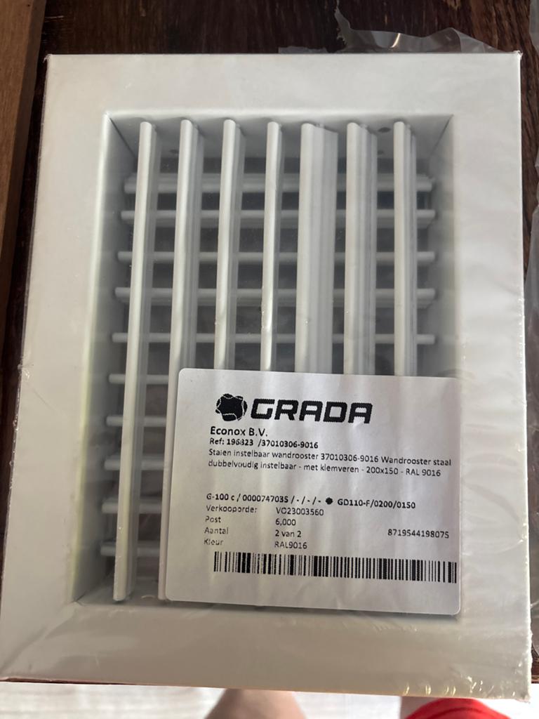 Wandrooster staal 200x150 mm RAL 9016, Ophalen of Verzenden, Nieuw, Ventilator
