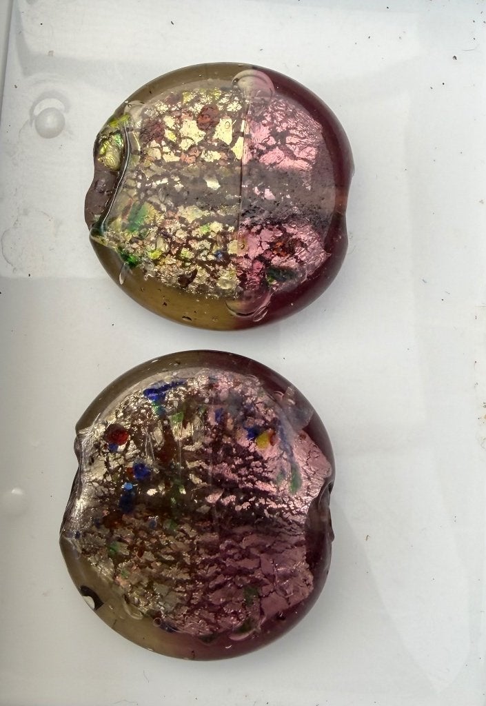 2stuks XL Murano Stijl Glaskralen, Goudfolie-Multi-Roze, Ophalen of Verzenden, Nieuw, Kraal