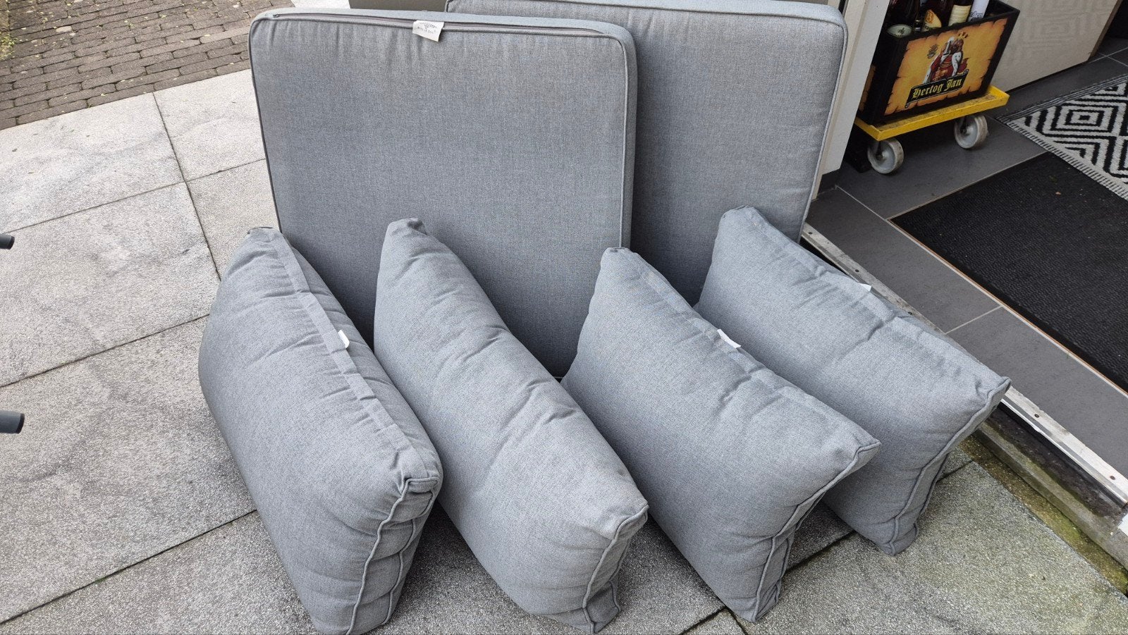 Bois Le Duc Tuinkussens lounchebank - Grijs (Zo goed als nie, Tuin en Terras, Ophalen, Zo goed als nieuw