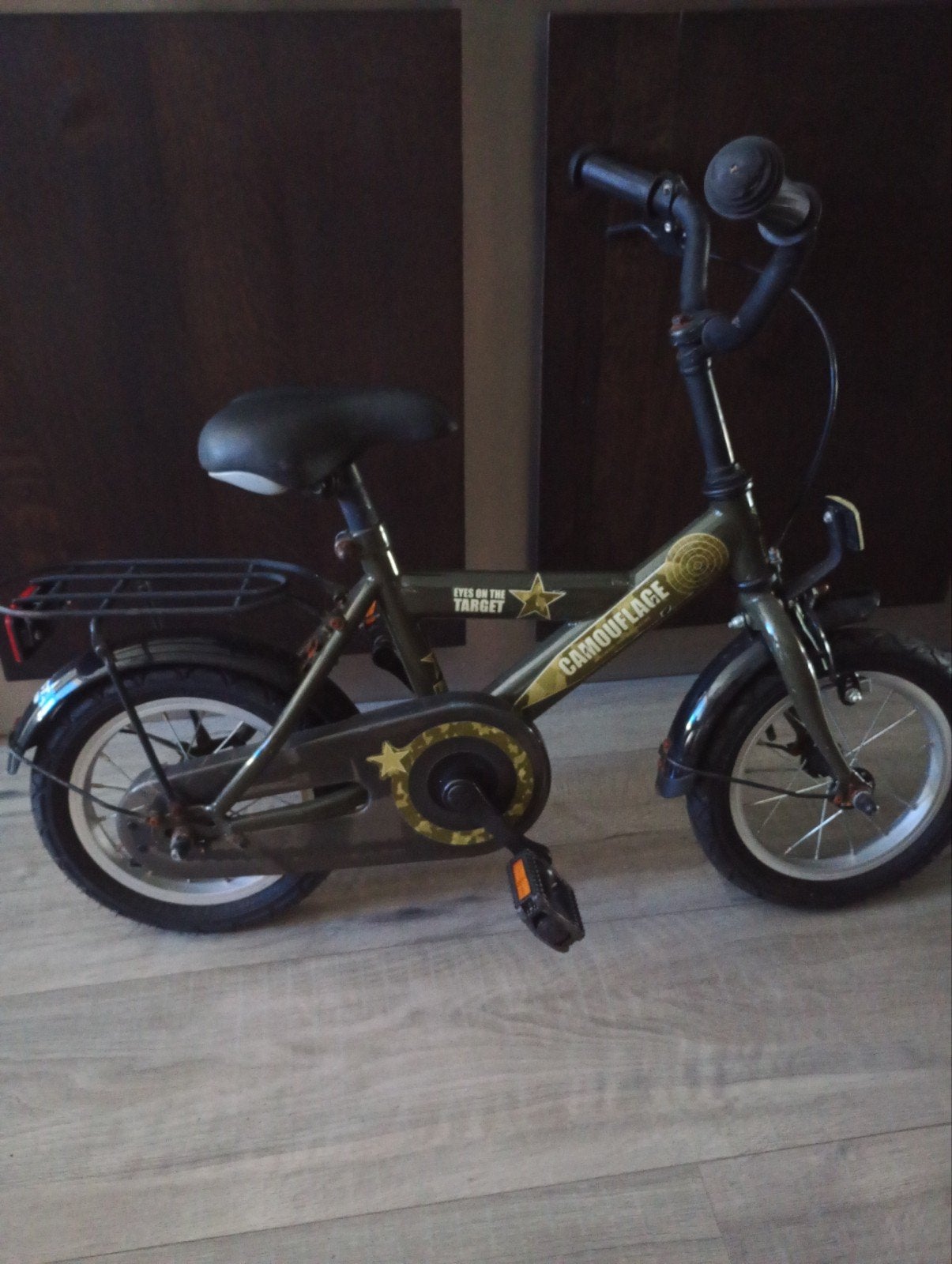 Kinderfiets 12 inch camouflage - Zo goed als nieuw, Terugtraprem, Onbekend, Ophalen of Verzenden, Minder dan 16 inch