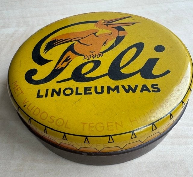 Vintage linoleumwas blik, Verzamelen, Ophalen, Gebruikt, Overige, Overige merken