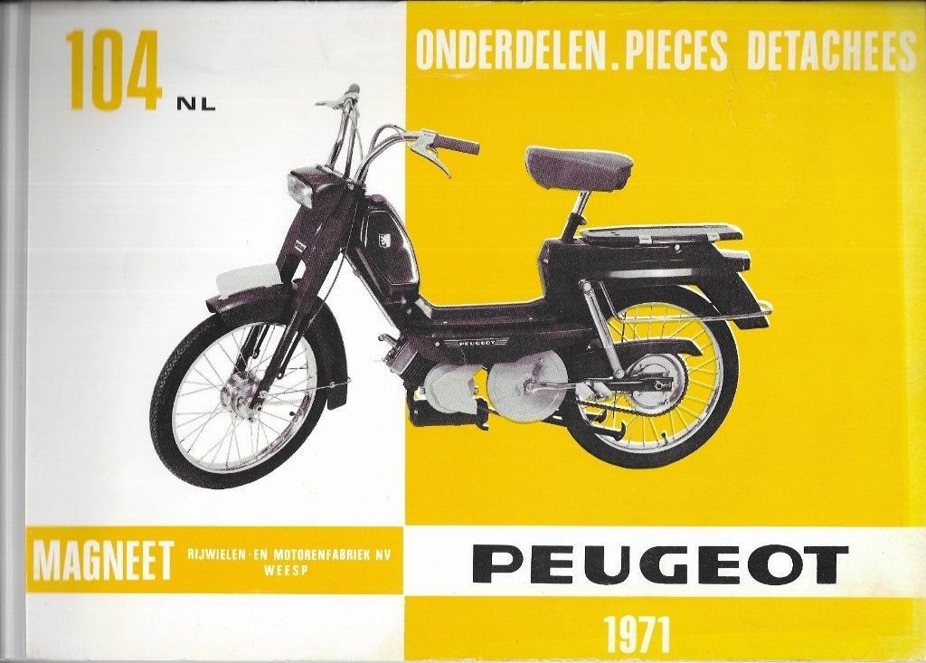 Peugeot 104 NL model onderdelenlijst (7391z) bromfiets, Verzenden, Zo goed als nieuw