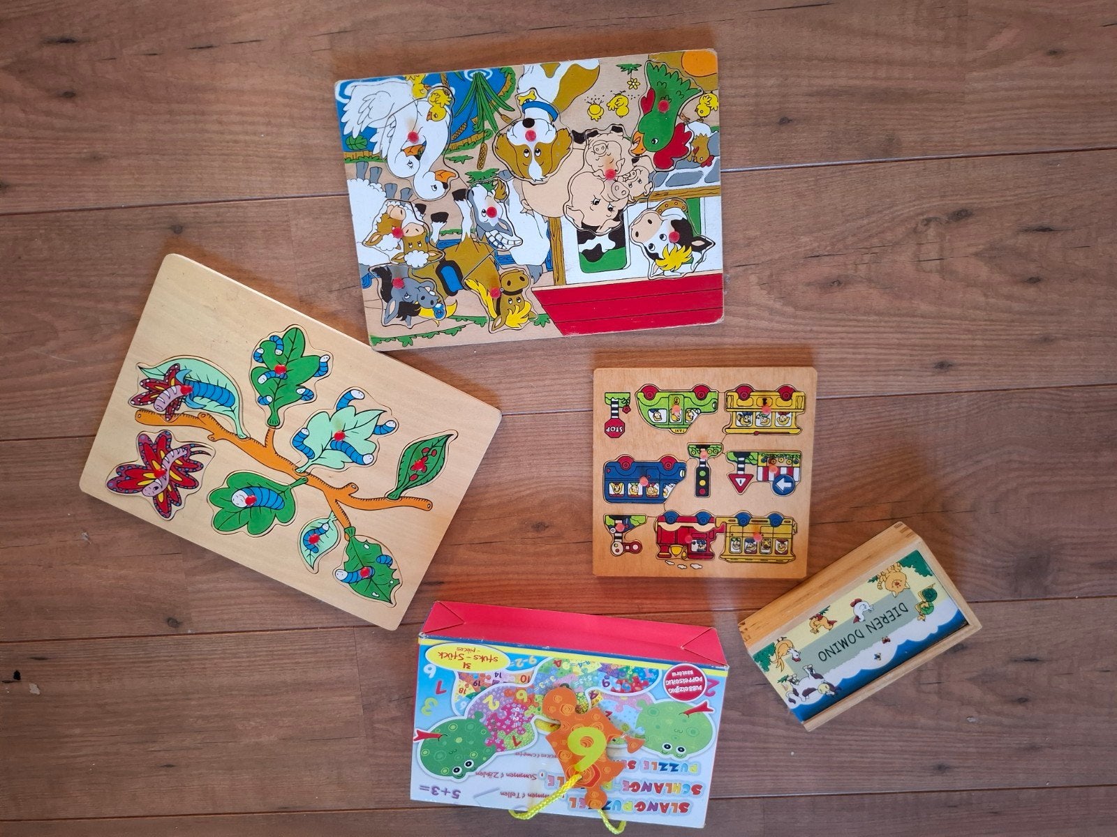 Leuk pakket houten speelgoed & puzzels, Ophalen, 10 tot 50 stukjes