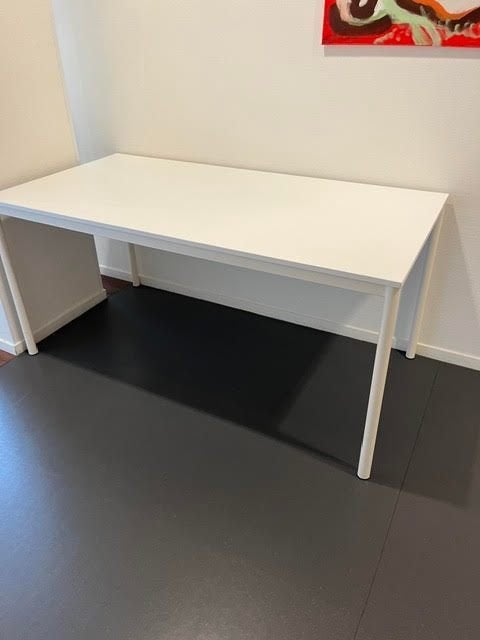 Witte metalen tafel, Ophalen, Gebruikt, 50 tot 100 cm, Rechthoekig