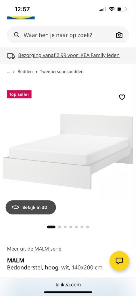 Ikea bed frame+mattress, Ophalen, Gebruikt, Wit, Tweepersoons