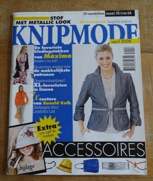Knipmode nr. 4 april 2008 met Maxima mode en Ronald Kolk, Verzenden, Zo goed als nieuw, Vrouw, Knipmode