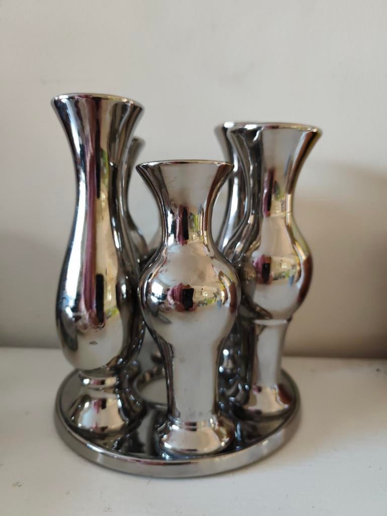 Metalen tulpen vaas 20 cm, Ophalen of Verzenden, Overige kleuren, Overige materialen, Minder dan 50 cm