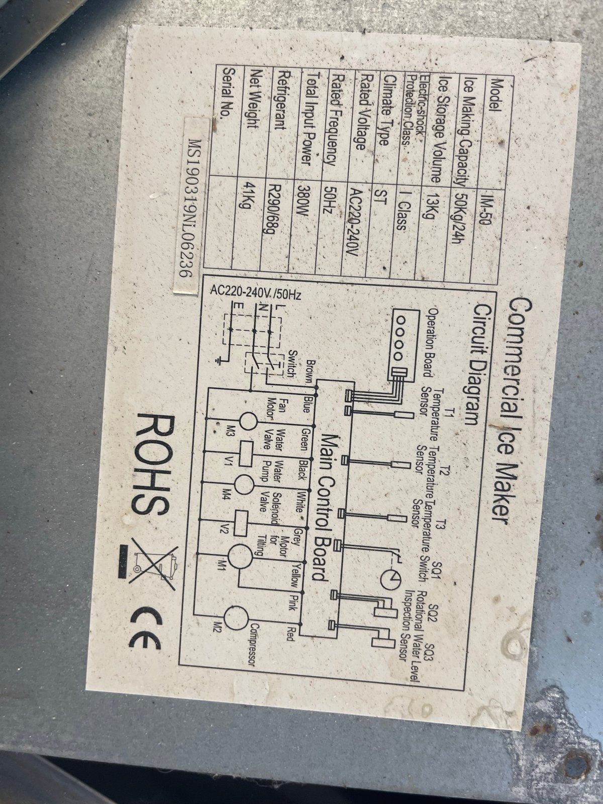 Ijsblokjes machine  ijsmachine - 50kg/24u productie, Ophalen, Gebruikt