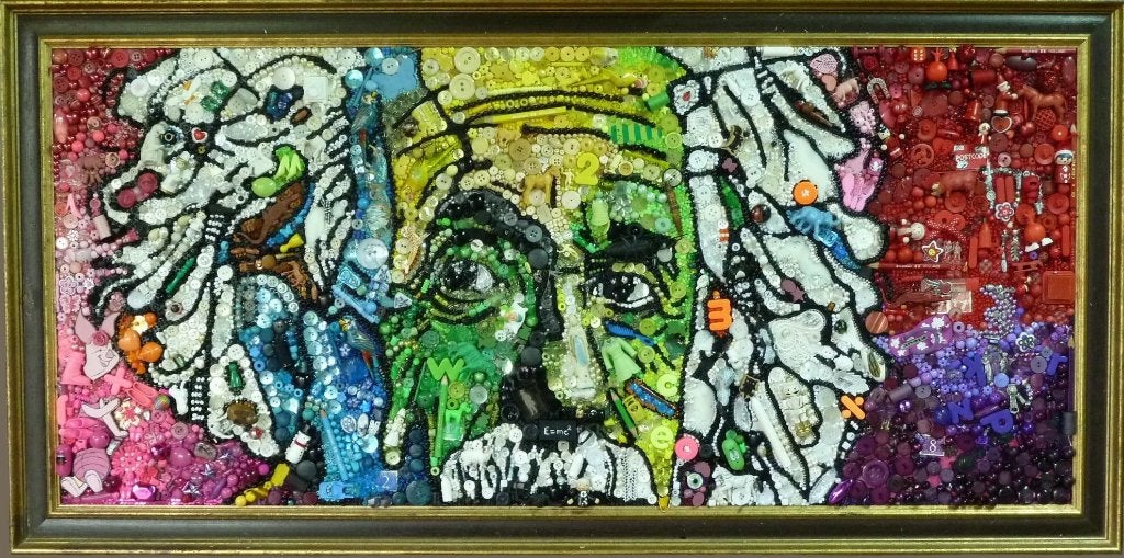 Uniek schilderij van Einstein in de stijl van Andy Warhol, Ophalen, Zo goed als nieuw, Minder dan 50 cm, Schilderij