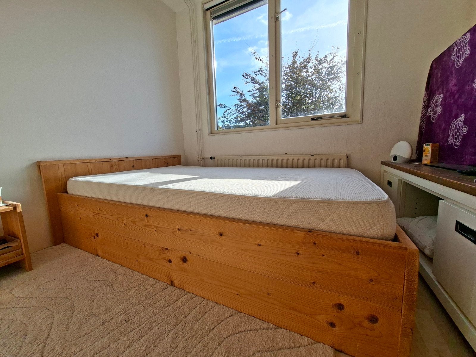 Mooi steigerhouten bed 120x200 cm (incl. of excl. matras), Ophalen, Gebruikt, Bruin, Steigerhout