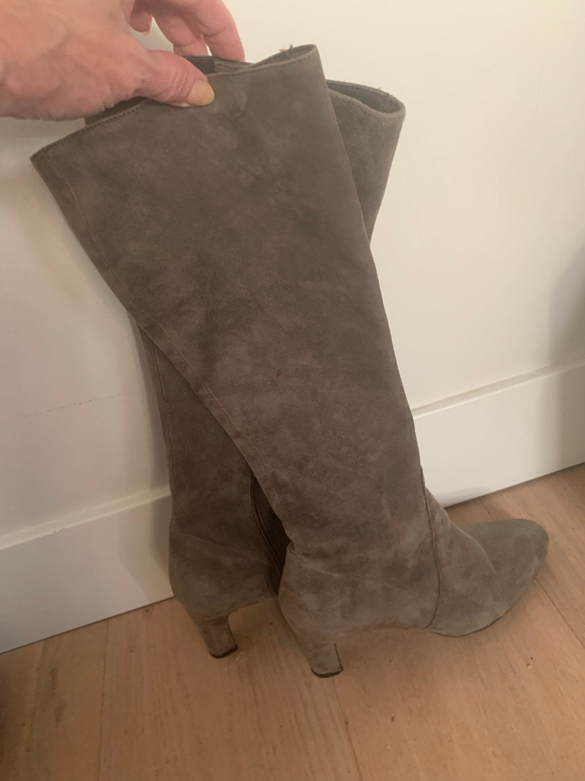Taupe suède hoge laarzen - Maat 37, Ophalen, Gedragen, Overige kleuren, Hoge laarzen