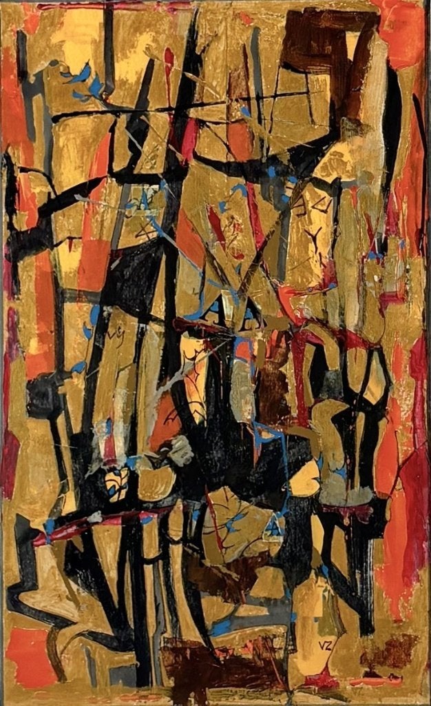 283. Schilderij - abstracte compositie, ca. 1970, Ophalen