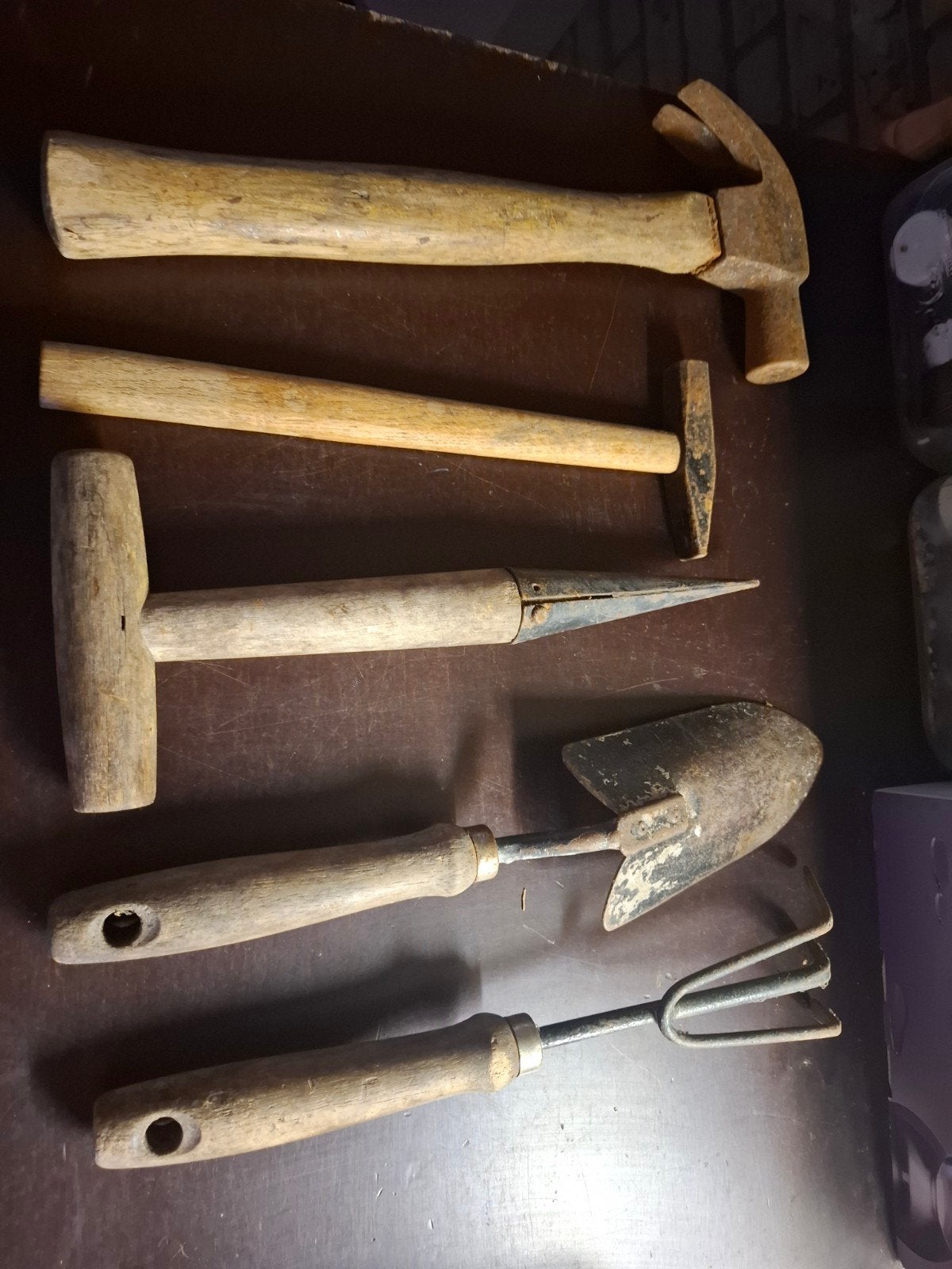 Vintage Gereedschap Set: Hamers, Schopje, Harkje, Ophalen of Verzenden, Gebruikt