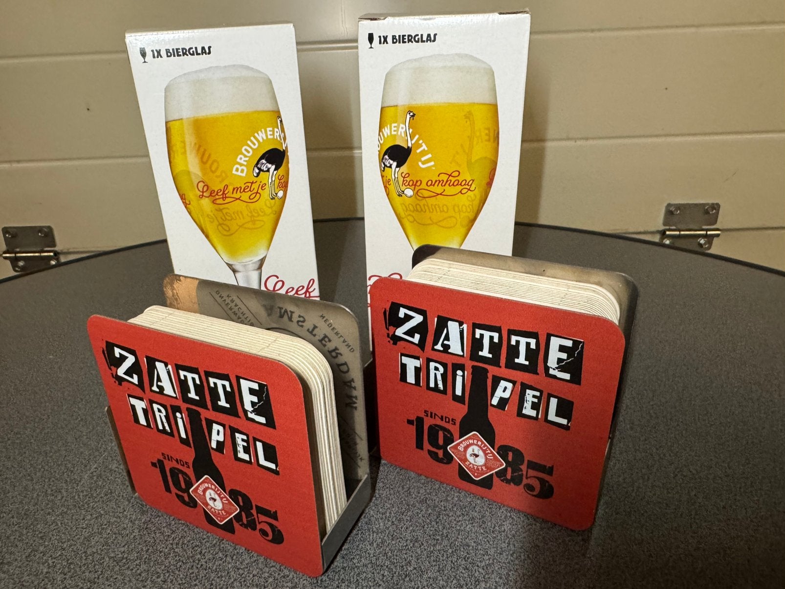 Brouwerij 't ij Set Bierglazen + Bierviltjes met Houder, Ophalen of Verzenden, Nieuw, Glas of Glazen, Overige merken