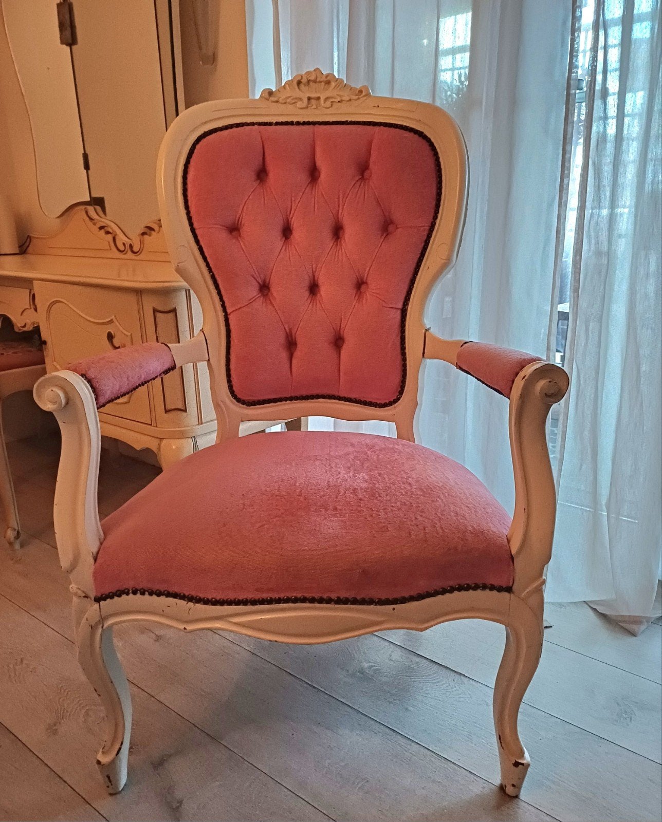 Antieke Louis XV stoel fauteuil, Ophalen, 50 tot 75 cm