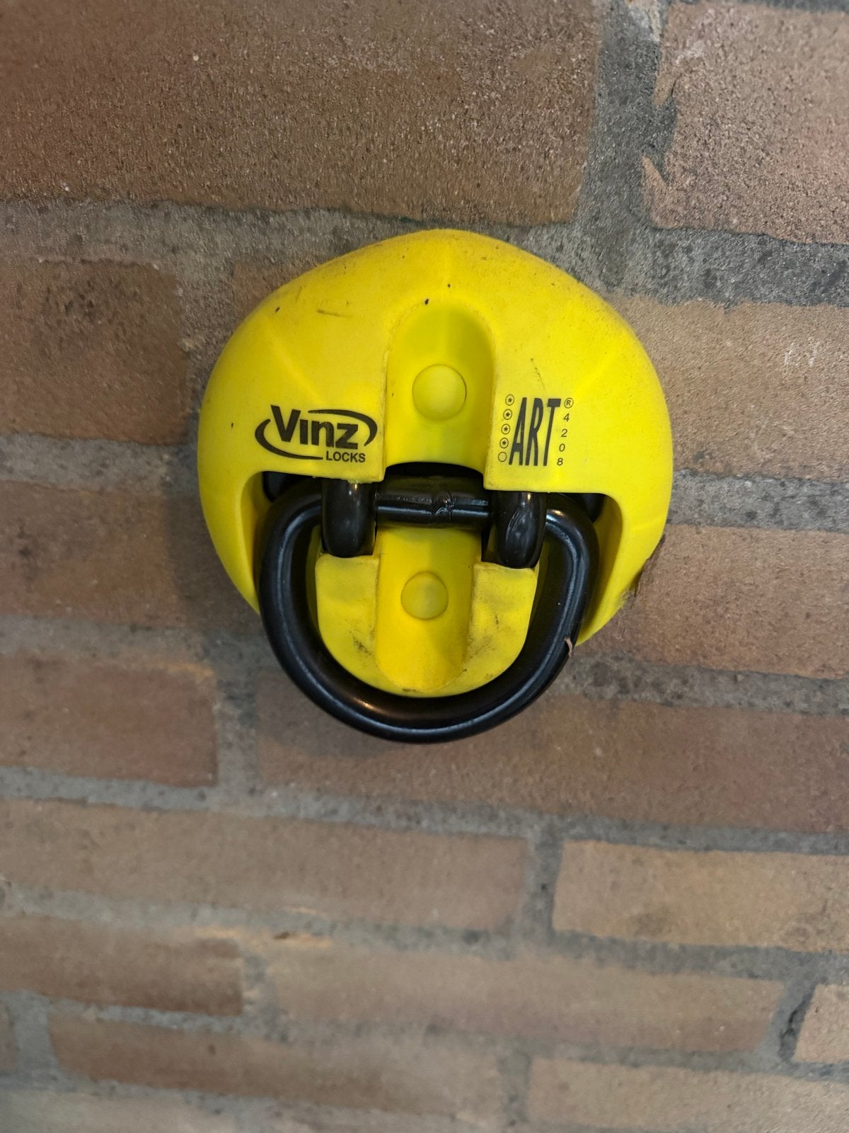 Vinz ART4 Muuranker/Vloeranker Geel, Fietsen en Brommers, Ophalen of Verzenden, Zo goed als nieuw, Overige fietssloten