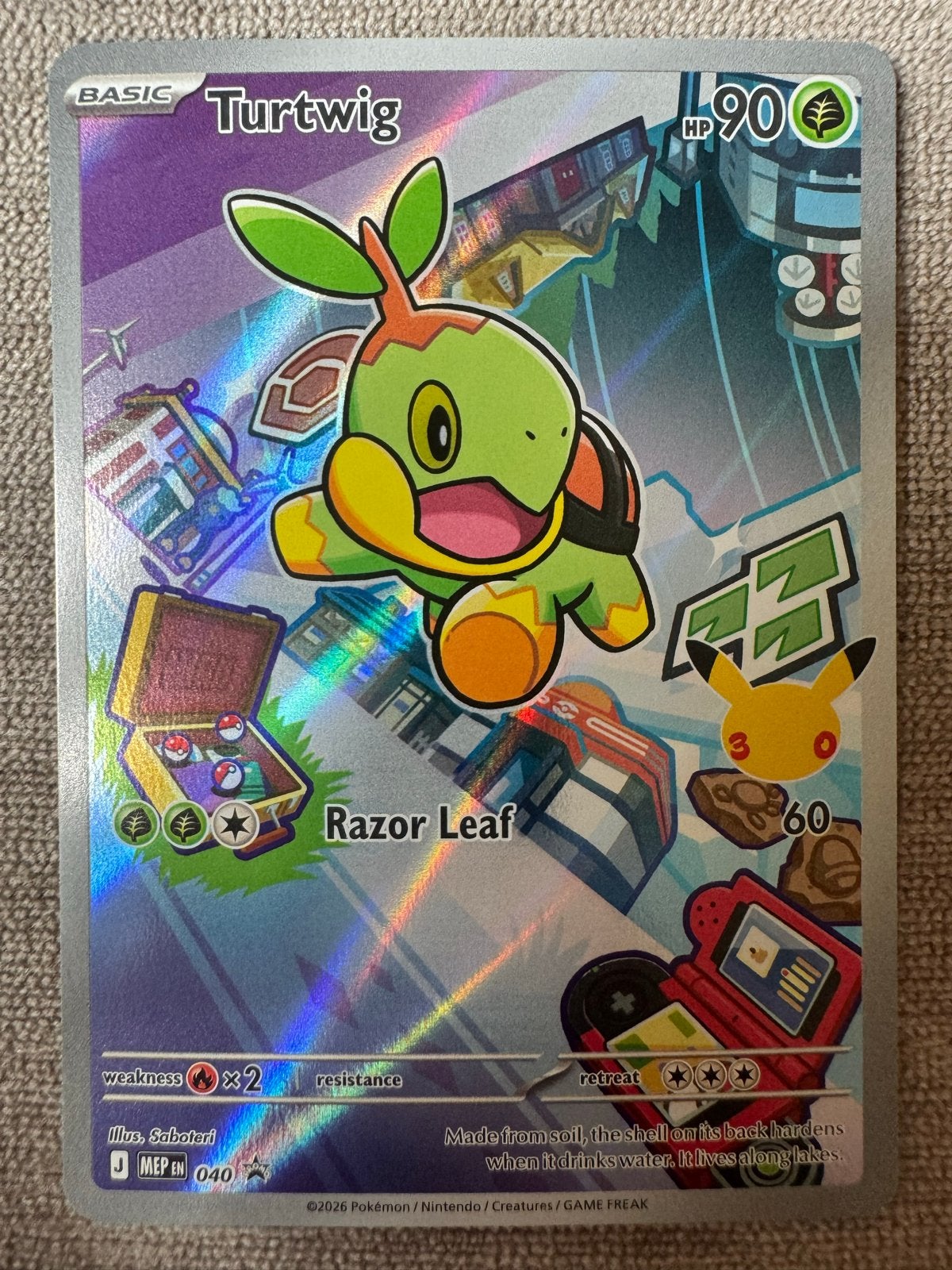 Turtwig Pokémon Kaart - Foil - Zo goed als nieuw, Ophalen of Verzenden, Zo goed als nieuw, Losse kaart, Foil
