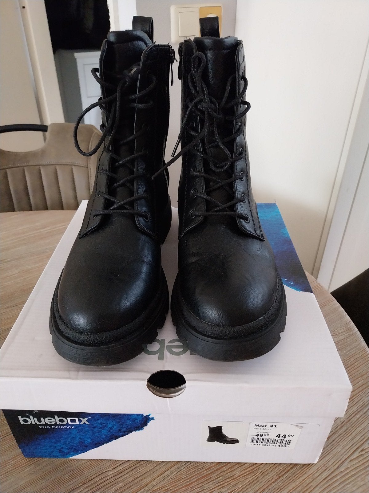 Zwarte Bluebox veterlaarzen, maat 41, Kleding | Dames, Schoenen, Zwart, Lage of Enkellaarzen, Nieuw, Ophalen of Verzenden