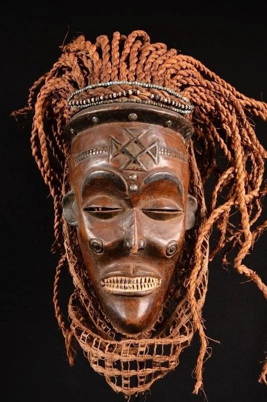 Afrikaans Masker Chokwe Tchokwe Congo Afrika, Handgemaakt, 20 - 50 cm, Hout, Bruin