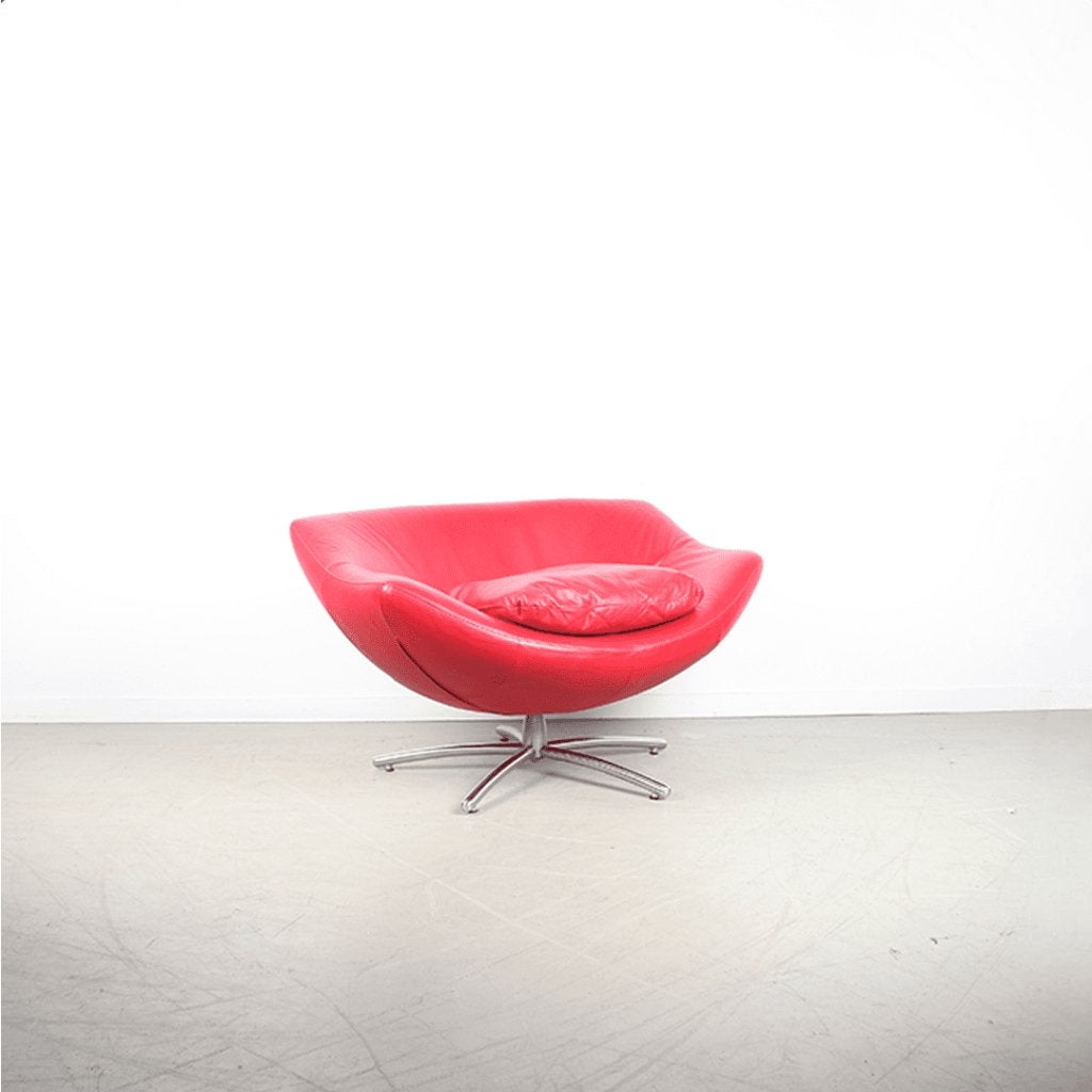 Label Gigi Fauteuil Rood Leer - Aluminium, Huis en Inrichting, Niet ingevuld, Niet ingevuld, Leer, Label