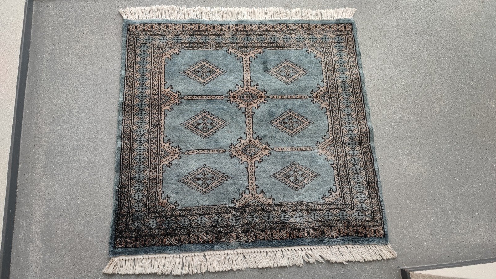 Mooi blauw Perzisch tapijt, Gebruikt, 50 tot 100 cm, Blauw, Vierkant