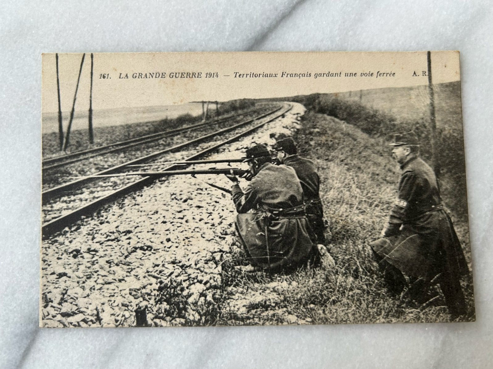 Wo1: ak spoorwegbewaking Franse soldaten uniform, Ophalen of Verzenden, Landmacht, Nederland, Foto of Poster