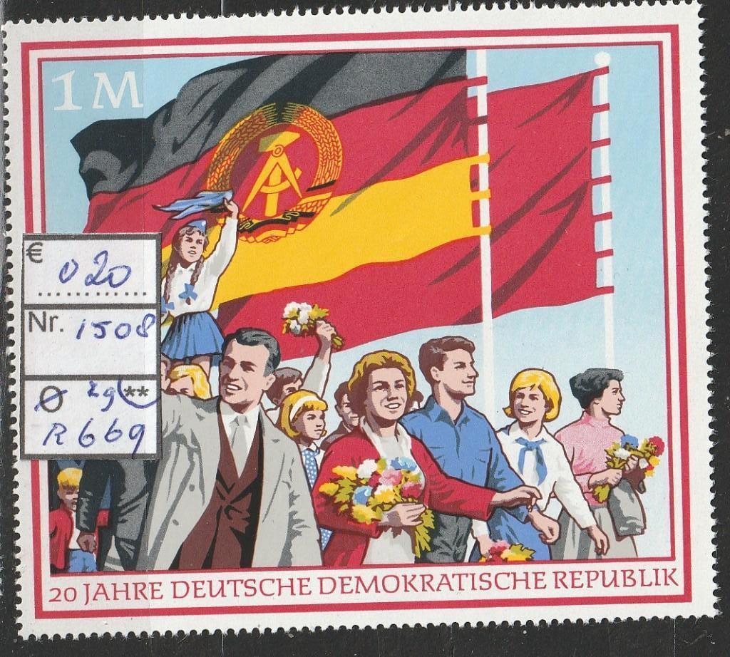 DDR 20 Jaar Zegel Blok 29 Michel 1508 Nr.R669p, Verzenden, DDR, Postfris
