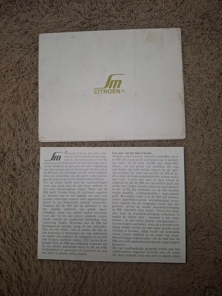 2x autofolder Citroen SM, Boeken, Auto's | Folders en Tijdschriften, Verzenden, Zo goed als nieuw, Citroën