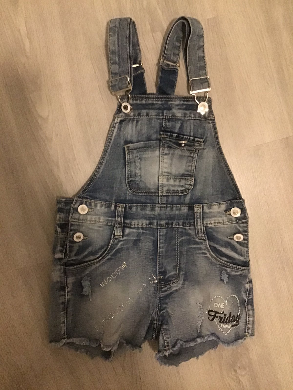 Spijkerpakje mt 122, Ophalen of Verzenden, Zo goed als nieuw, Meisje, Jurk of Rok