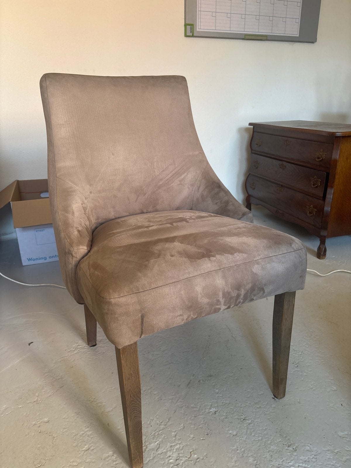 Comfortabele eetkamerstoel - Taupe stof, Ophalen, Gebruikt, Overige kleuren, Eén
