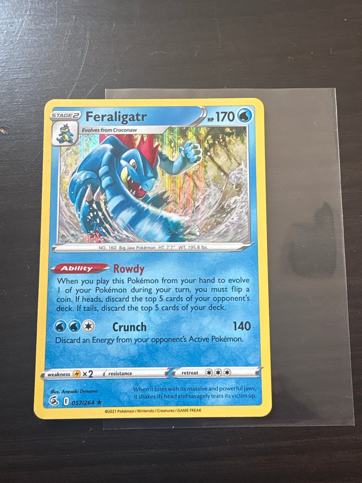 Feraligatr Pokémon Kaart 57/264 (Holo), Ophalen of Verzenden, Zo goed als nieuw, Losse kaart, Foil