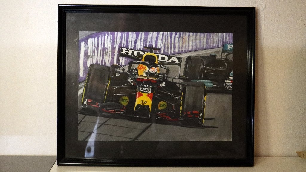 Schilderij Max verstappen RB16B, Ophalen of Verzenden, Nieuw, Formule 1