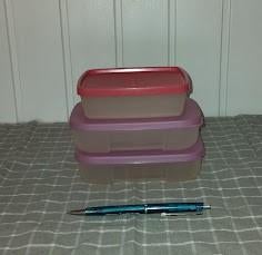 3 diepvries tupperware bakjes, Ophalen of Verzenden, Zo goed als nieuw, Rood, Bak of Kom