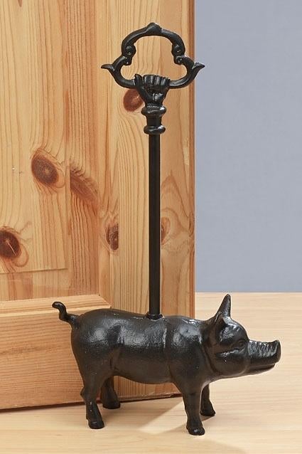 Leuke en originele Deurstopper Varken, zwart gietijzer, Ophalen of Verzenden, Nieuw, Binnen