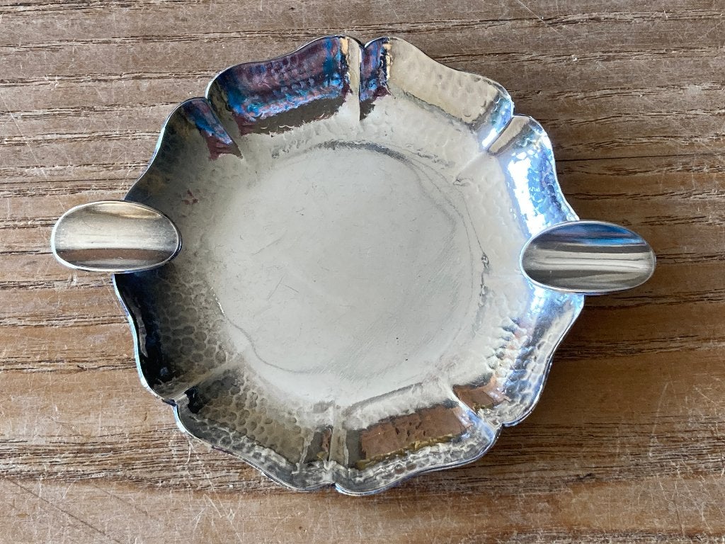 Vintage Sola O 100 verzilverd hamerslag asbakje, Verzamelen, Ophalen of Verzenden, Zo goed als nieuw, Asbak