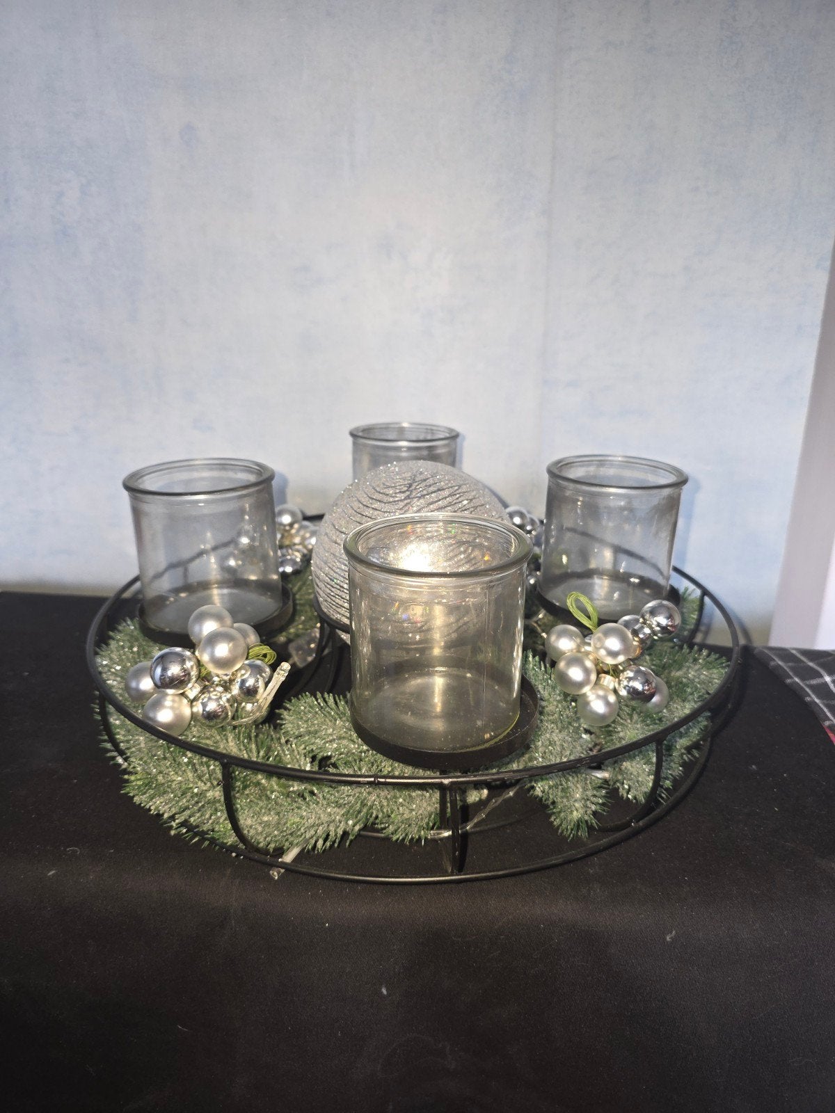Kerst centerpiece met 4 waxinelichthouders - Ø 34cm, Ophalen of Verzenden