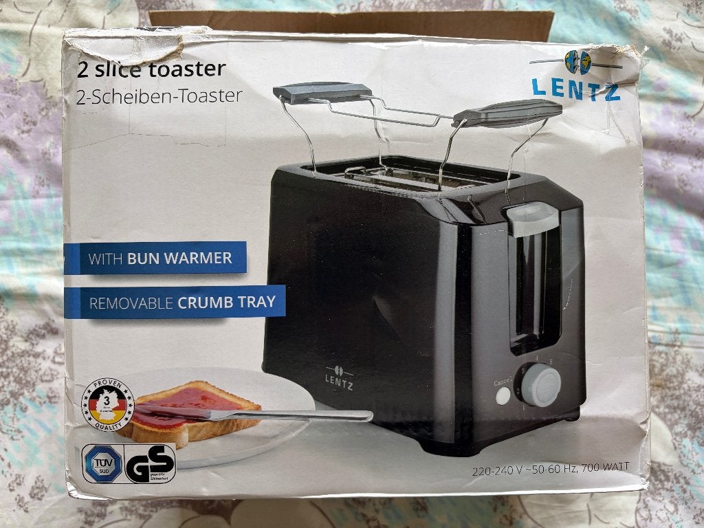 Lentz 2-sleuf broodrooster met kruimellade en broodjesrek, Ophalen of Verzenden, Nieuw, Uitneembare kruimellade