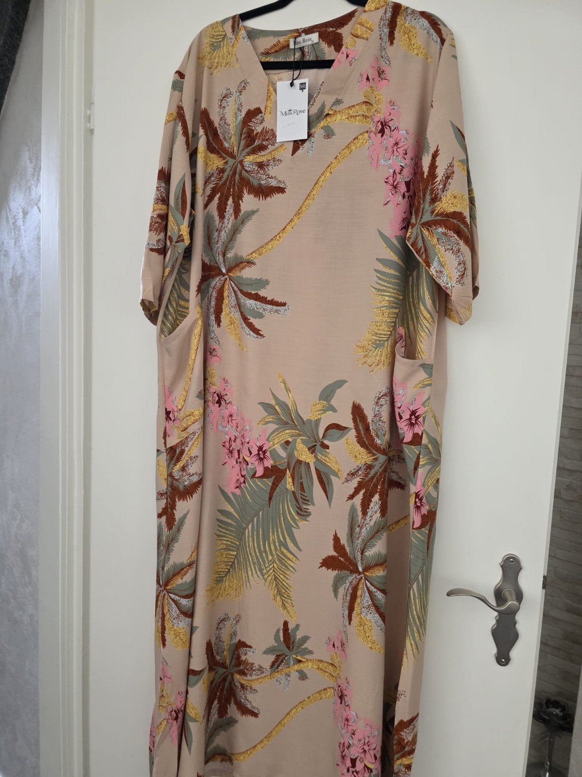 Maxi jurk met palmboomprint - Miss Rose, Kleding | Dames, Jurken, Meerkleurig, Maat 42/44 (L), Miss Rose, Nieuw