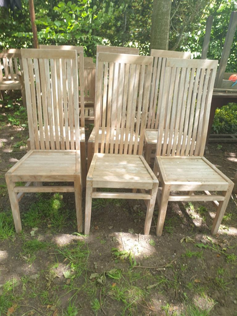 6 Teakhouten Tuinstoelen - Comfortabel en in Prima Staat, Ophalen