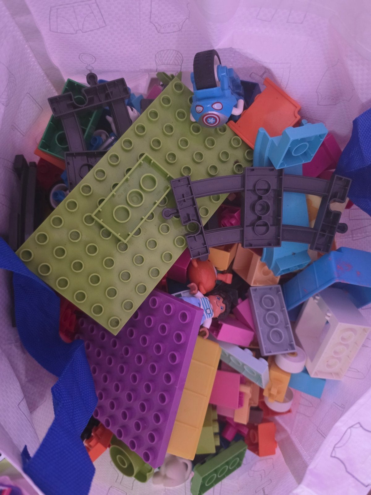 Grote zak LEGO Duplo: Huisje, Peppa Pig trein, politie, Ophalen, Gebruikt, Overige merken