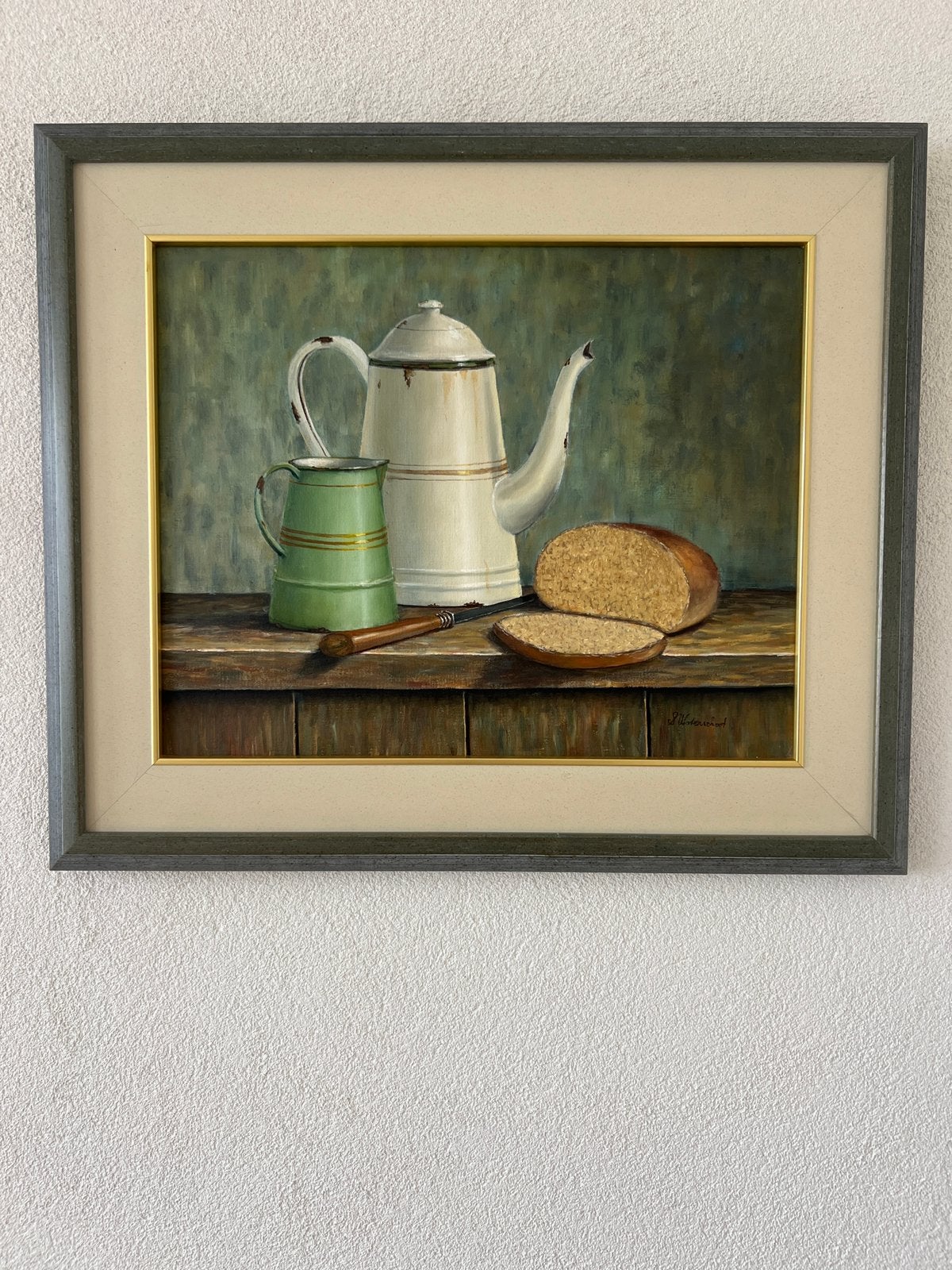 Origineel olieverfschilderij van Alfons Waterschoot, Ophalen, Bijzondere lijst, Olieverf, Stilleven