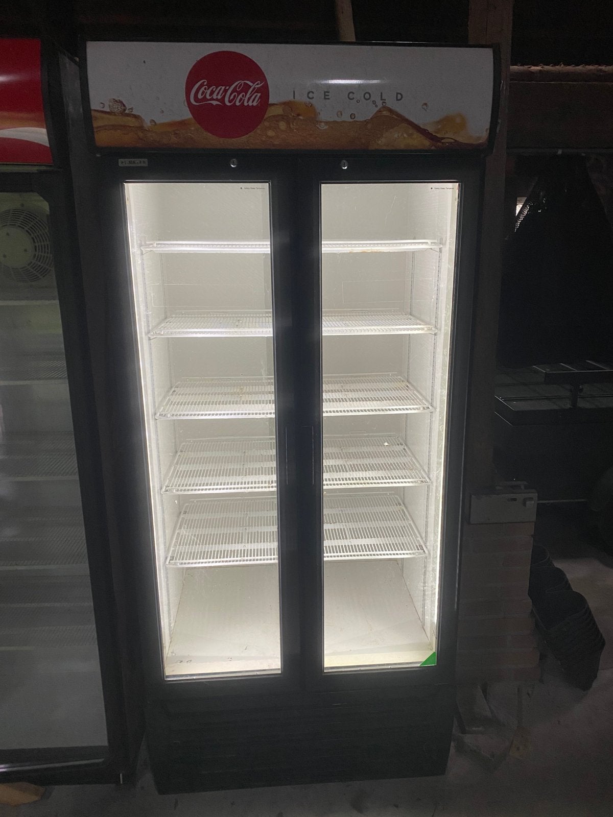 Koelkast Coca Cola dubbeldeurs, Witgoed en Apparatuur, 200 liter of meer, Zonder vriesvak, Gebruikt, 160 cm of meer