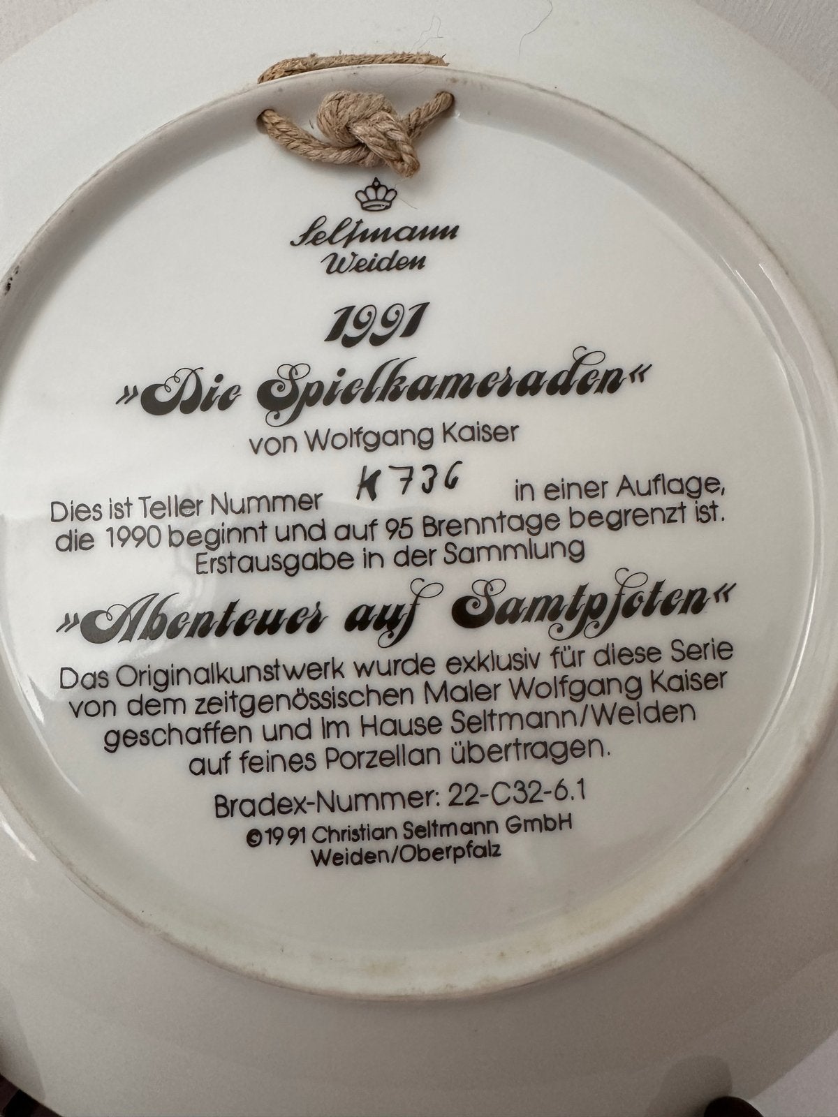 Seltmann Weiden Sierbord "De Speelkameraden" 1991, Ophalen of Verzenden