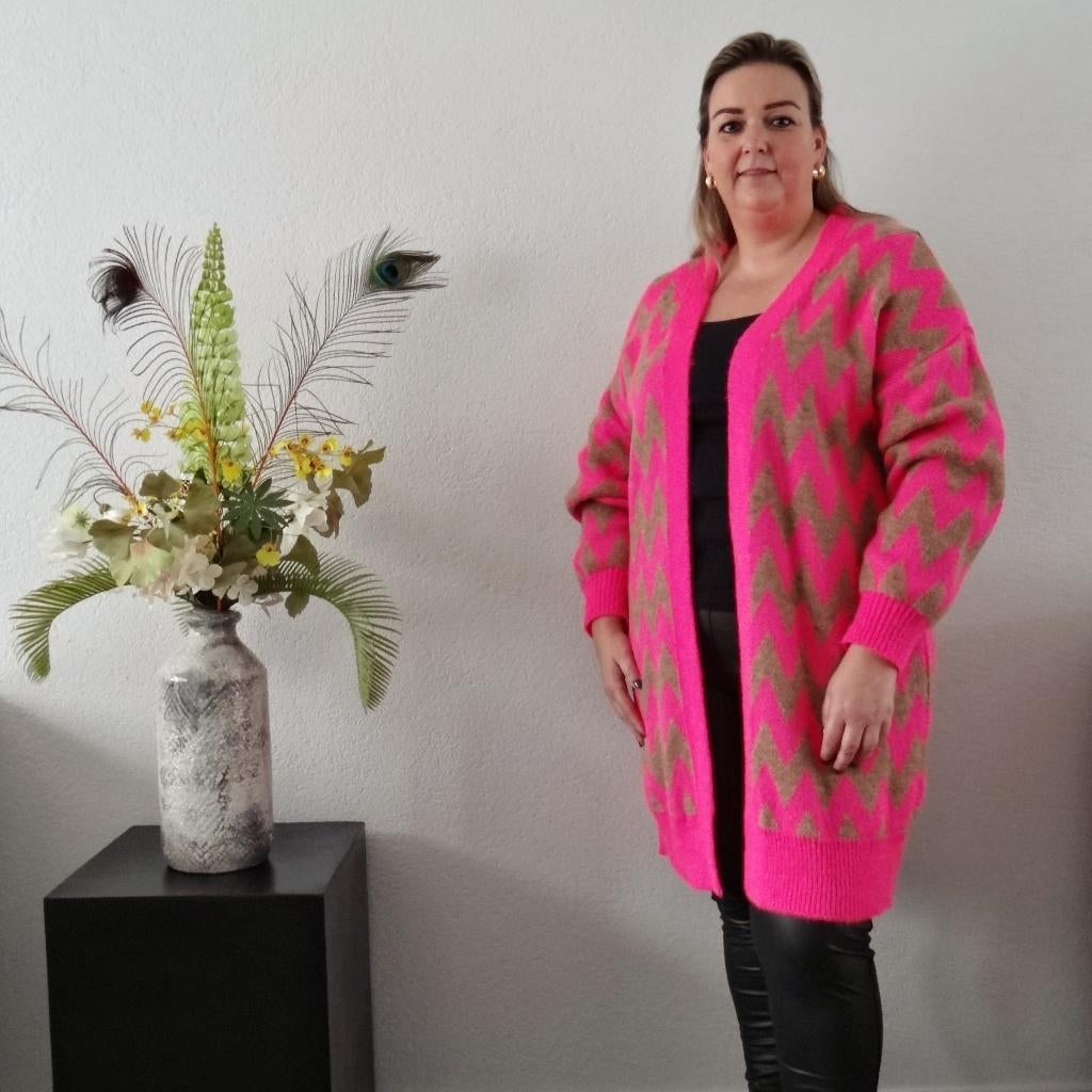 Vest Lang Camel/Roze, Verzenden, Nieuw, Maat 42/44 (L), Roze