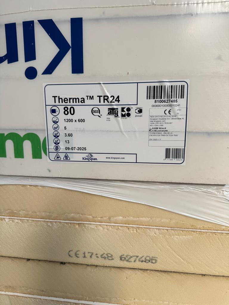 Kingspan Therma TR24 Isolatieplaten - Diverse Diktes, Doe-het-zelf en Verbouw, Isolatie en Afdichting, 4 tot 8 cm, Nieuw, Ophalen of Verzenden