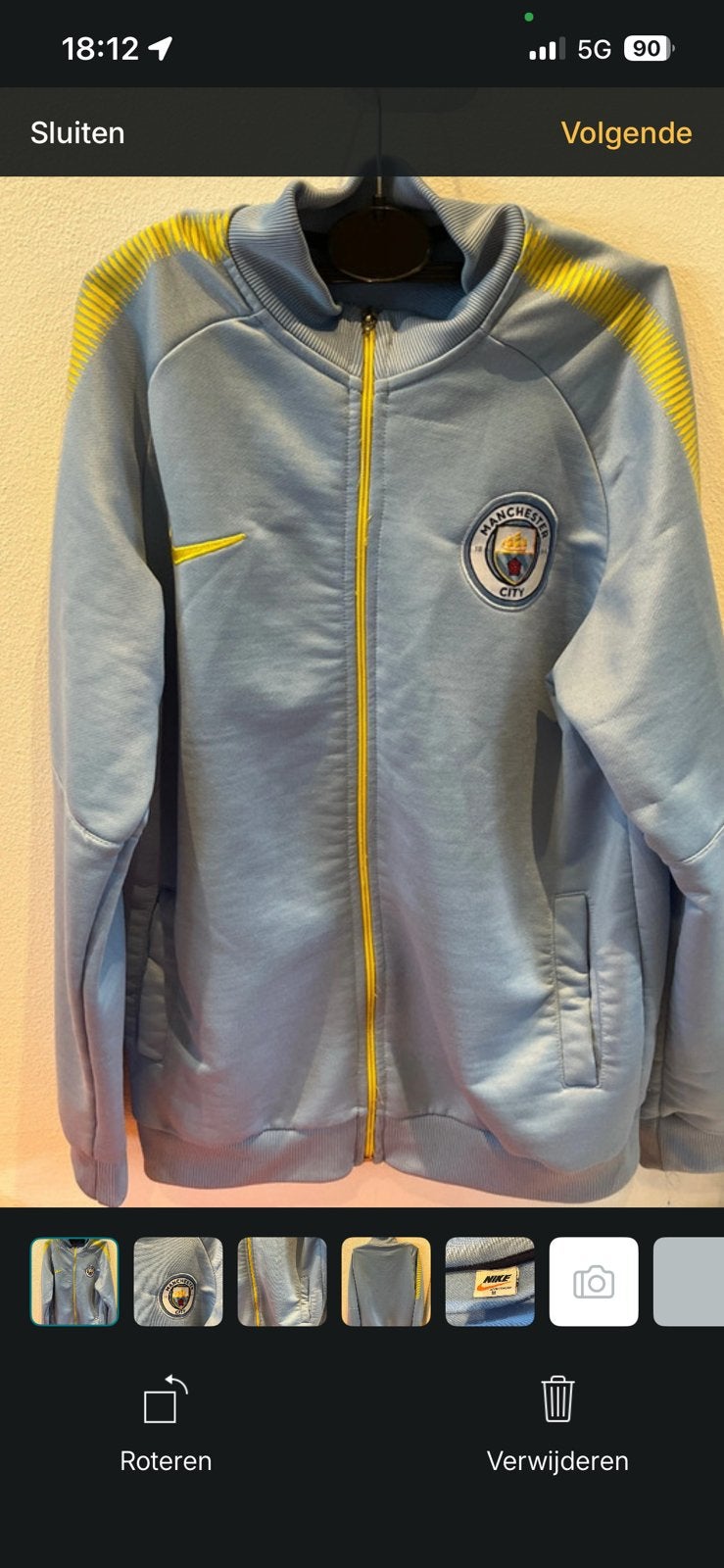 Voetbal jack Manchester City maat M, Maat M, Ophalen of Verzenden, Zo goed als nieuw, Trainingspak
