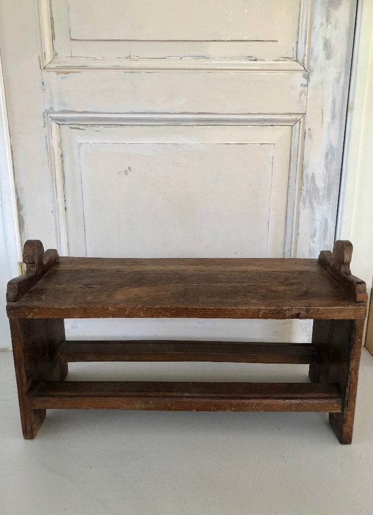 Vintage oud eikenhouten bankje, Antiek en Kunst, Ophalen